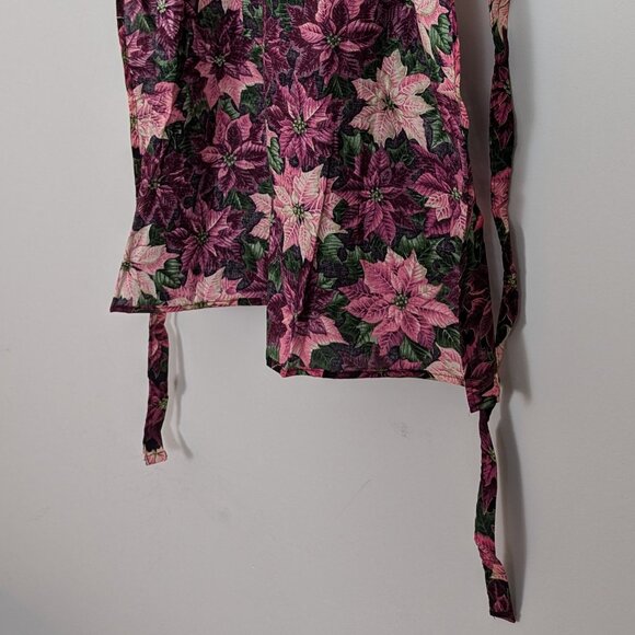 Vintage 1980s Child's Apron Pink Purple Poinsettias Quilted Front All Cotton USA - Picture 4 of 16